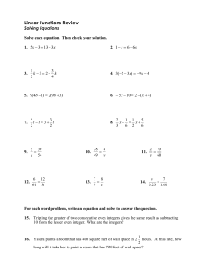 Linear Functions Review