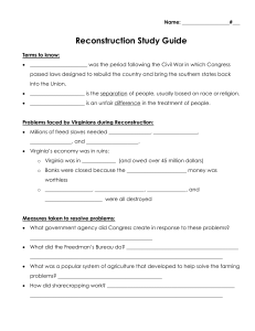 Reconstruction Study Guide