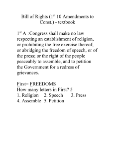 Bill of Rights (1st 10 Amendments to Const