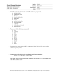 Final Exam Review- no solutions