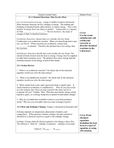 12-1 Chemical Reactions That Involve Heat