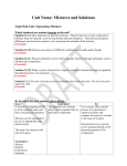 Unit Name: Mixtures and Solutions