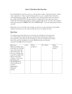 Exam I: Take Home Multiple Choice