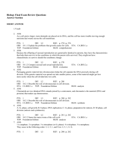 Biology Final Exam Review Questions Answer Section SHORT