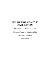 THE ROLE OF WOMEN IN CIVILISATION Muhammad Shaheem Ali