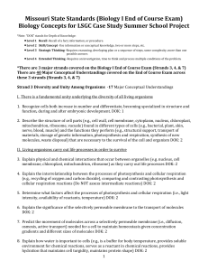 Missouri State Standards (Biology I End of Course Exam) Biology