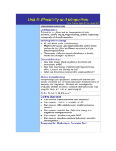 Unit 8: Electricity and Magnetism