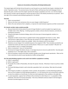 Ch. 23 The Evolution of Populations Reading Guide 9th Edition