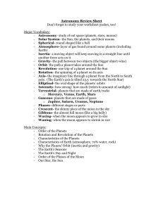 Astronomy Review Sheet