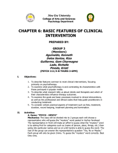CHAPTER 6: Basic Features of Clinical Intervention
