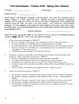 Exam 1 – Version 2 – Finance 3320 – Summer 2010