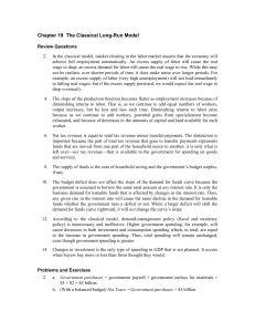 Chapter 19 The Classical Long-Run Model