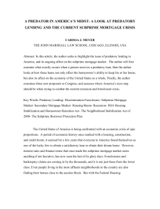 a predator in america`s midst: a look at predatory lending