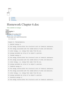 Homework Chapter 6 - Chemistry