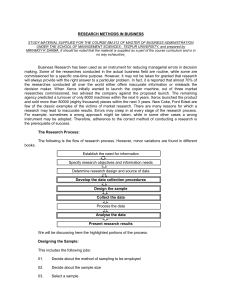 Preliminary Considerations for Questionnaire