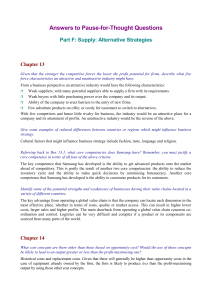 Part F: Supply: Alternative Strategies