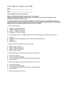 AT 121 – Lab 2 – Ohms Law