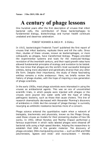 Nature 3 Dec 2015, 528: 46-47 A century of phage lessons One