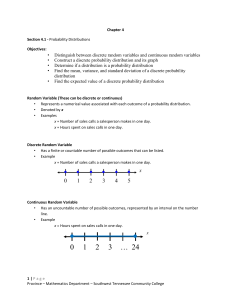 Chapter 4 Section 4.1 - Probability Distributions Objectives