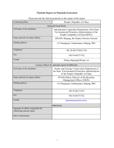 CBD Thematic Report on Mountain Ecosystems