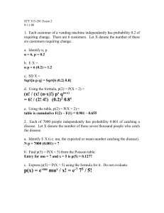 KEY to exam 8-11-06 (34 Kb ) STT 315 Summer 2006