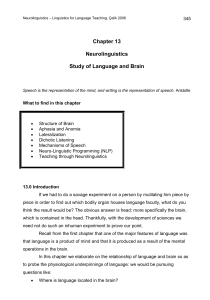 Week 7 -Chapter 13 – NeuroLinguistics