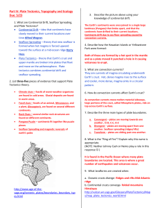 Part IV: Plate Tectonics, Topography and Ecology Due: 5/23 1. What