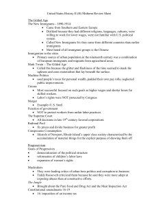 United States History II (H) Midterm Review Sheet The Gilded Age