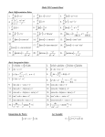 Math 190 Integration Formula Sheet