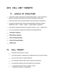 2013 CELL UNIT TARGETS T1. LEVELS OF STRUCTURE ___ I