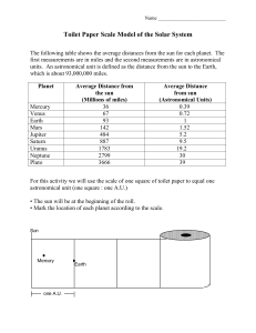 Toilet Paper Scale Model of the Solar System