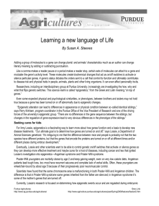 Purdue Agricultures Learning a new language of Life By Susan A