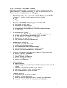 Study guide for test 3- Anth1000c- Fall 2003