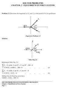 2 equilibrium of force systems