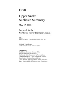Upper Snake Subbasin Summary