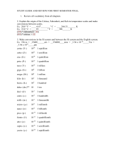 study guide and review for first semester final