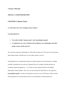 Velasquez, Philosophy TRACK 1: CHAPTER REVIEW CHAPTER 2