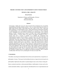 Theory Construction and Experimentation in High Energy Particle