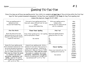 Spelling Tic-Tac-Toe