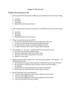 Chapter 3: The nerve cell Multiple Choice Questions (1