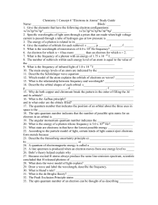 Chemistry 1 Concept 5 “Electrons in Atoms” Study Guide