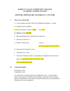 OPTH100 Ophthalmic Materials I Lecture