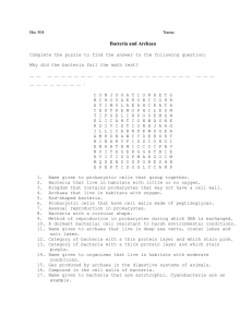 Bio 504 Name: Bacteria and Archaea Complete the puzzle to find