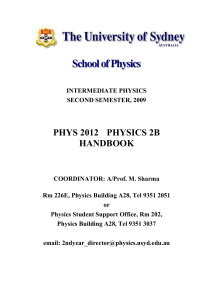 School of Physics - The University of Sydney