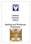 Owhata Primary School Spelling and Wordstudy Programme