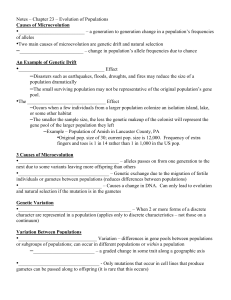 Notes – Chapter 23 – Evolution of Populations