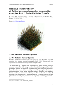 Radiative Transfer Theory - UCL Department of Geography