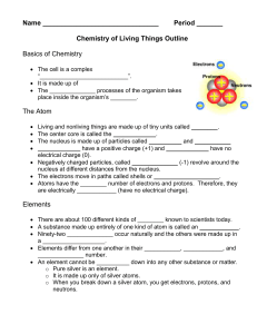 Chemistry of Living Things Outline