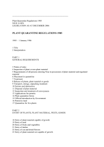 Plant Quarantine Regulations 1985