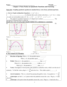 Day 57 - 61 EOC Quadratics Reivew